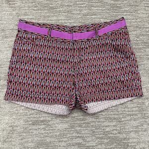 Athleta Shorts Womens 10 Purple Airel Fo Sho Cotton Zigzag Geometric